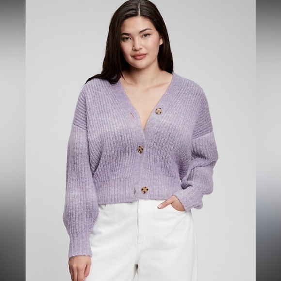Gap light purple knit cardigan long sleeved lilac sweater button up - Picture 1 of 7